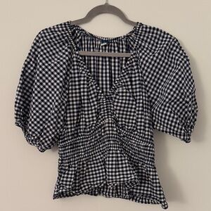 Old Navy Smocked Gingham Blouse